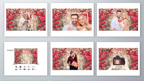 YYNXSY Vintage Rustic Wood Photography Backdrops Red Love Heart Valentine's Day Photo Background Mother's Day Wedding Bridal Shower Wedding Anniversary Party 10X8FT YY-5012 - size: 10X8FT