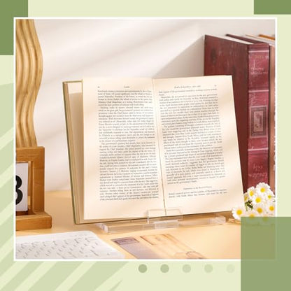 RattanView 8 Inch Acrylic Plate Stand for Display Acrylic Easel Holder Clear Picture Frame Book Magazine Stand with Square Block Base for Table Home Office Exhibit - size: 8 inch