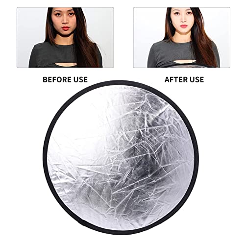 2 in 1 Lighting Reflectors Round Folding Portable 30cm/12inch Camera Photo Reflector Diffuser for Photography Reflector Portrait Still Life Fill Light - Silver & White