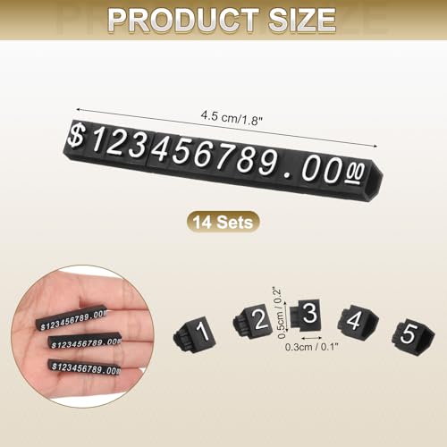 uxcell 14 Set Price Display Cube, Adjustable Price Tag Stand Removable Mini Tag Number Letter Price Dollar Block Kit for Jewelry Retail Shop Price Signs (Black/White, 1.8" Length) - color: Black/White, size: 4.5"