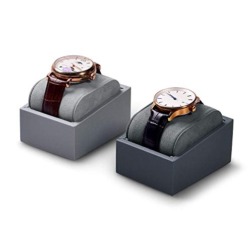 Oirlv Premium Leather Single Watch Display Stand Bracelet Wrist Watch Showcase Jewelry Display Holder(Grey) - color: Grey