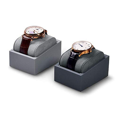Oirlv Premium Leather Single Watch Display Stand Bracelet Wrist Watch Showcase Jewelry Display Holder(Grey) - color: Grey