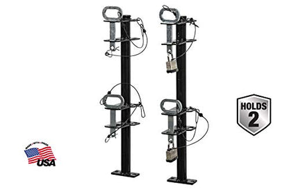 Buyers Products LT18 2-Position Lockable Weed Wacker/Trimmer Rack for Landscape Trailers - Adjustable, Black Powder-Coated Steel, Holds 2 Weed Eaters, Rust-Resistant Lawn Edger Rack, Made in USA - size: 2-position