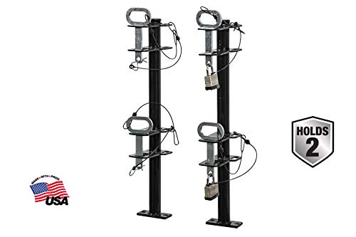 Buyers Products LT18 2-Position Lockable Weed Wacker/Trimmer Rack for Landscape Trailers - Adjustable, Black Powder-Coated Steel, Holds 2 Weed Eaters, Rust-Resistant Lawn Edger Rack, Made in USA - size: 2-position