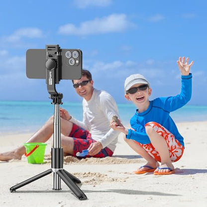 Selfie Stick Tripod, All in One Extendable & Portable iPhone Tripod Selfie Stick with Wireless Remote Compatible with iPhone 17 16 15 14 13 12 pro Xs Max, Galaxy Note10/S20/S10/OnePlus 9/9 PRO etc - style: Black