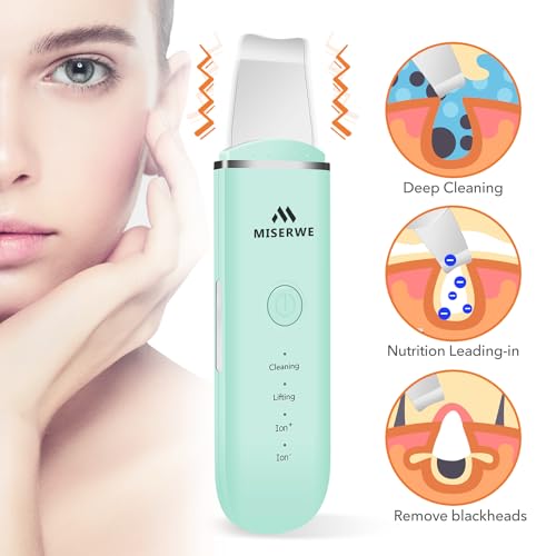 Skin Scrubber Face Skin Spatula Facial Scrubber Spatula Pore Cleaner with 4 Modes (Green) - color: Green