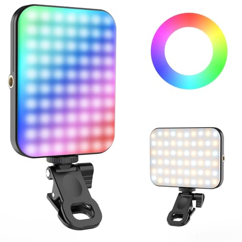 Portable Selfie Light for iPhone: Rechargeable Phone Fill Lights, Ring Light for Camera Picture, Makeup Photo, Video Conferences, Laptop Use, Zoom Meetings, TikTok, Vlog Photography Magnetic RGB - color: Colorful