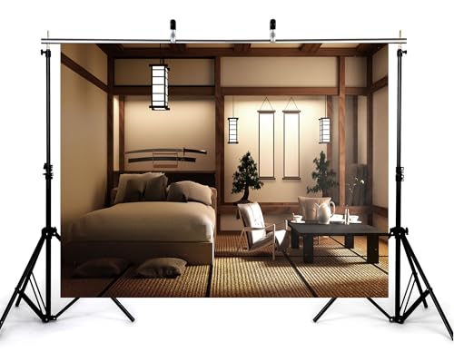 12x10ft Japanese Style Bedroom Backdrop Katana Display Tatami Living Space Photography Background for Home Decor and Cultural Event Decorations Tapestry Photo Booth Props - size: 12x10ft