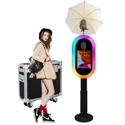 Soft-Light Umbrella Photo Booth Shell Compatible with iPad Tablet 10.2''-13'' Selfie Protable iPad Photo Booth Machine with Flight Case (Black, Photo Booth Machine) - color: Black, size: Photo Booth Machine