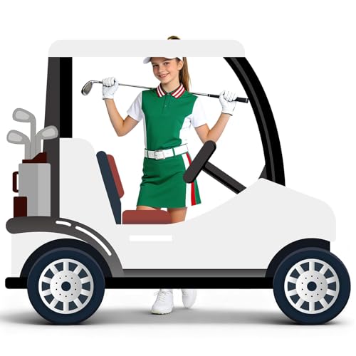 4ft Life Size Golf Cart Cardboard Cutout Standee, Plastic Golf Party Decoration Photo Booth Props Standup for Baby Shower, Birthday, Gender Reveal Parties and Sports Theme Event - color: White