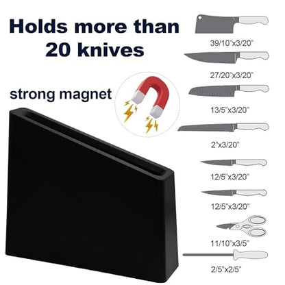 Resafy Magnetic Knife Wooden Block Knife Display Holder Rack Double Side Magnetic Stands with Strong Enhanced Magnets Kinves Strip Magnetic Knife Holder - color: Black