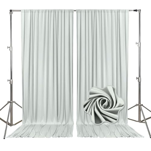 10ft x 10ft Silver Backdrop Curtains for Parties, Fabric Satin Background Curtain with Rod Pockets for Weddings, Birthday, Baby Shower, Photography, Graduation Party Backdrop Drapes, 2 Panels - color: Silver