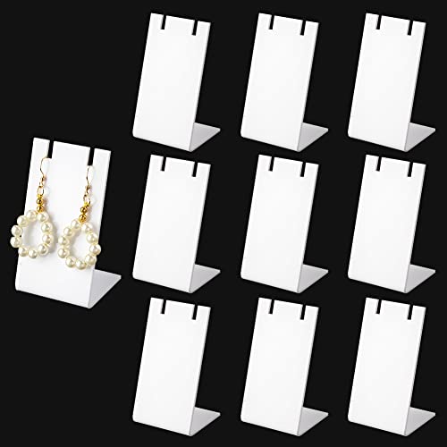 PH PandaHall 10pcs Acrylic Earring Stand, White Jewelry Display Earring Holder L-shape Earrings Organizer for Dangling Earrings Necklace Jewelry Shows Retail Props, 1.7x1.4x3inch - color: White