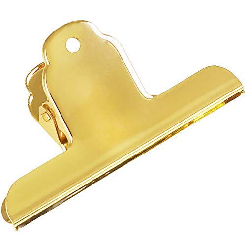 Coideal Gold Metal Bulldog Paper Clips, 3 Pack Stainless Steel Large Bull Clips Clamps for Drawing Board, Home Kitchen Office (5.7 inch / 14.5 cm) - color: Gold