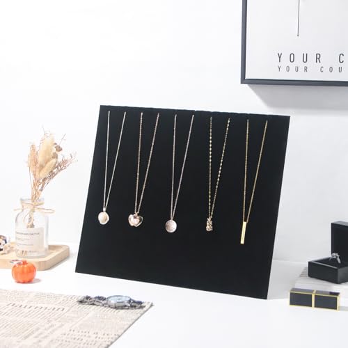 20 Slots Big Necklace Display Board for Selling, Velvet Necklace Jewelry Organizer Stand for Shop Store, Necklace Hanger Holder Rack for Show (1pc Black) - color: Black, size: 1PC