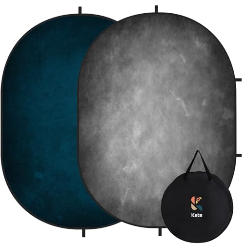 Kate Collapsible Backdrop Pop Up Photo Backdrops Grey Blue Portable for Headshot, for Portrait Photography, for Video, 5x6.5ft - color: CB05