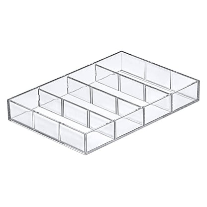 Amazing Abby - Soleil - Acrylic 4-Compartment Sunglass Organizer, Plastic Eyeglass Display Case, Transparent Jewelry Storage Tray, Clear Beauty Supply Holder, Great for Bedroom and Bathroom - style: 1-Pack