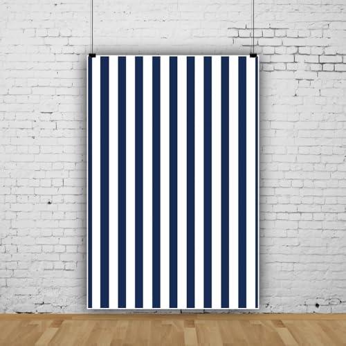 Leyiyi 4x5ft Photography Background Blue and White Stripe Backdrop Happy Birthday Party Vertical Horizontal Stripes Summer Holiday Banquet Baby Shower Blog Make-up Photo Portrait Vinyl Studio Prop - color: Blue, size: 4x5ft