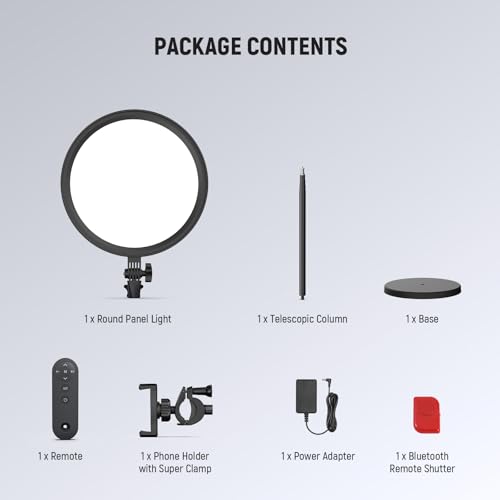 NEEWER Basics 12" 24W Large Ring Light with 68" Stand/Phone Holder/Remote for iPhone Video Recording Selfie Streaming Makeup Studio Photography, 3000K-6500K CRI98 Full Screen LED Panel Lighting, BR13 - style: BR13