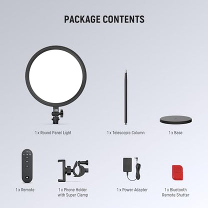 NEEWER Basics 12" 24W Large Ring Light with 68" Stand/Phone Holder/Remote for iPhone Video Recording Selfie Streaming Makeup Studio Photography, 3000K-6500K CRI98 Full Screen LED Panel Lighting, BR13 - style: BR13