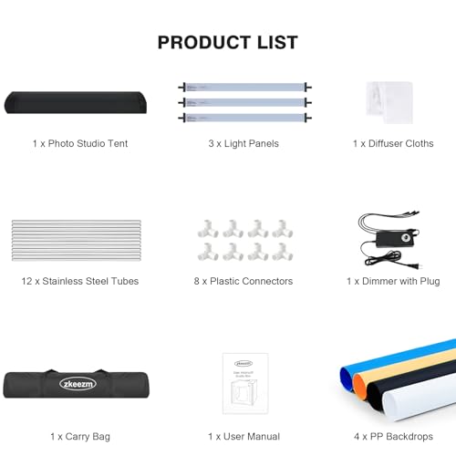 Photo Light Box, 39 inch Photography Light Box with 210 LEDs Lights & 4 Color Backgrounds Professional Dimmable Shooting Tent Kit for Large Product Photography - size: 39*39 Inch
