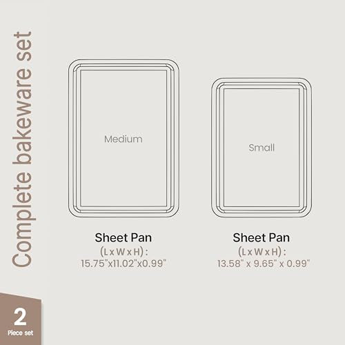 Diamond Bottom Cookie Sheet Set of 2, Nonstick Gray Marble Carbon Steel Baking Pans for Crisp Baking, Space-Saving Stackable Trays, PFOA, PFOS, PTFE Free, Oven Safe Up to 450°F, Small & Medium Pans - color: Gray Marble, size: Pack of 2