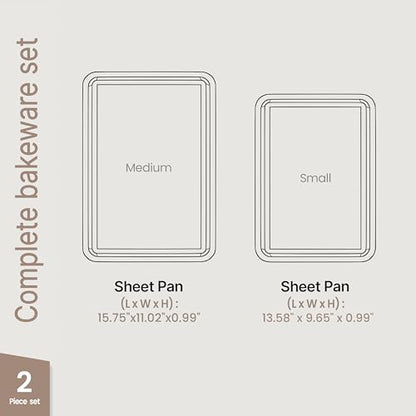 Diamond Bottom Cookie Sheet Set of 2, Nonstick Gray Marble Carbon Steel Baking Pans for Crisp Baking, Space-Saving Stackable Trays, PFOA, PFOS, PTFE Free, Oven Safe Up to 450°F, Small & Medium Pans - color: Gray Marble, size: Pack of 2