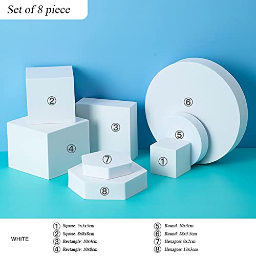 8PCS Product Photography Props Foam Photoshoot Prop Set for Product Display, Accessories, Jewellery, Cosmetics, Model, Perfumein and Trinkets on Perfect of Showing (White) - color: White
