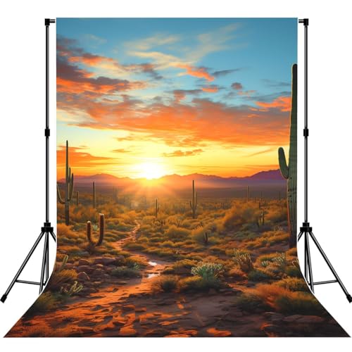 Saguaros at Sunset Backdrop Background for Photography 5x7ft Photobooth Professional Photo Backdrop Curtains Video Photography Studio Photo Backgrounds Banner Booth Background Screen Parties - color: Saguaros At Sunset