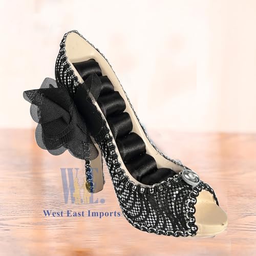 Ring Holder High Heel Shoe Design Fashion Jewelry Organizer Display Birtyday Gift (Black/sil) - color: Black/sil