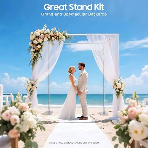 4 Post Backdrop Stand Kit,Party Back Drop Adjustable Stand,Wedding Arch Backdrop Stand 9.84 * 9.84 * 9.84ft Background Canopy Kit for Wedding Photography Show (9.84 * 9.84 * 9.84ft) - size: 9.84*9.84*9.84ft