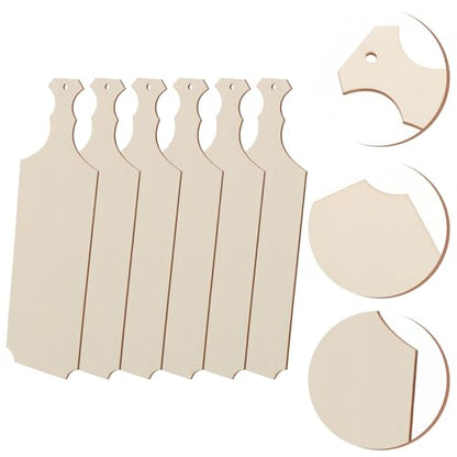 Alipis 6Pcs Wooden Cutting Boards with Handle Unfinished DIY Charcuterie Trays for Serving Bread Cheese Fruits and Crafting Photography Props