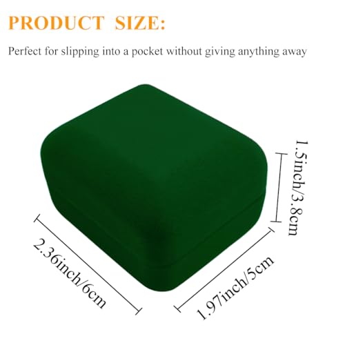 Ring Box with LED Light Velvet Emerald Jewelry Box - color: Emerald Green