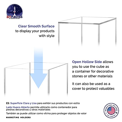 2 Pack 12" Acrylic Display Riser Box with One Open Side No Lid Versatile Clear Square Retail Merchandise Storage Bin or Product Platform No Assembly Required by Marketing Holders - size: 12"w x 12"h
