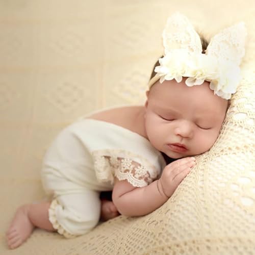 Newborn Baby Bunny Rabbit Crochet Knitted Photography Props Newborn Baby Outfits Diaper Costume - color: Milky White a