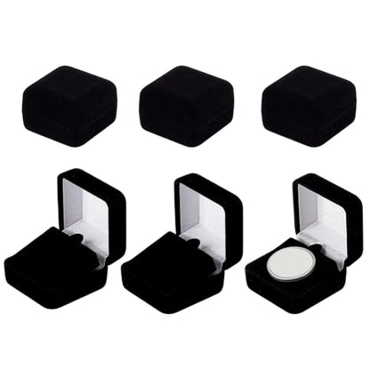 PH PandaHall 6pcs Velvet Badge Display Box, Black Jewelry Lapel Pin Gift Box Coin Presentation Display Boxs Badge Storage Display Case for Brooch Christmas Medal Collection, 1.67 x 1.67 x 1.08 Inch - color: Black