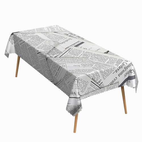 54x70 Inch Vintage Newspaper Rectangle Tablecloth Black and White Newsprint Table Cloth Washable Rusable Table Cover for Home Birthday School Bookstore Coffee Shop News Theme Party Decor - color: Color 2, size: 70" x 54" (Rectangular)