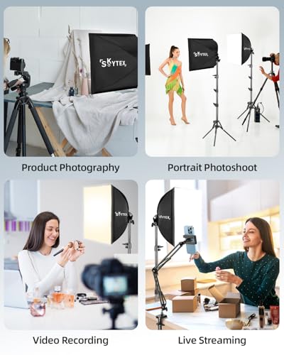 Skytex Softbox Lighting Kit 16x16in Soft Box 1Pack Upgrade 135W 2700-6400K 100V-240V E27 LEDBulb Continuous Photography Lighting,Photo Studio Light Equipment for Camera Shooting Video Recording