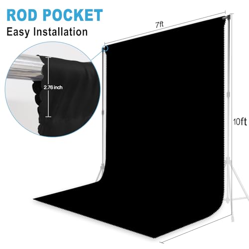 Black Backdrop for Photoshoot, Professional Photo Backdrop Background Curtain for Product Photography, Portraits, Wedding, Party, Live Streaming Video Recording 7X10 FT - color: Black, size: 7X10 FT
