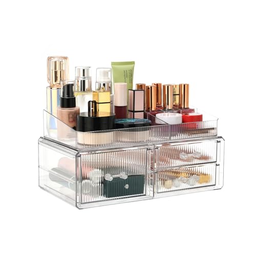 ZHIAI stackable storage drawer, cosmetics storage box, cosmetics and beauty product storage organizer, suitable for makeup room, bathroom, storage room - color: 3 short draws