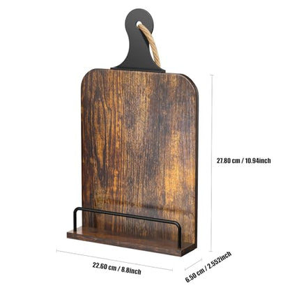 KLM Kitchen Cookbook Stand - Recipe Book Holder for Cooking, Organising and Storage - Perfect Home Shelf Decor and Wedding Retirement Gift for Woman (Brown)
