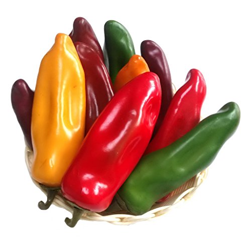 Gresorth 10pcs Artificial Lifelike Chili Fake Pepper Vegetable Decoration Home Kitchen Photography Props - color: Red, Green, Yellow