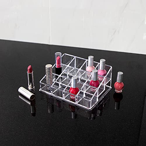 Isaac Jacobs Clear Acrylic 12 Compartment Nail Polish Holder, Organizer for Makeup, Essential Oils, Storage Solution, Rack Display (3 Rows (x4)) - size: 3 Rows (X4)