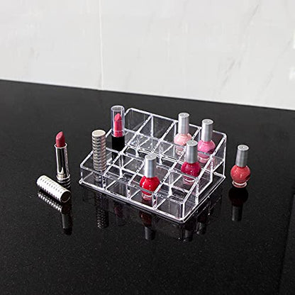 Isaac Jacobs Clear Acrylic 12 Compartment Nail Polish Holder, Organizer for Makeup, Essential Oils, Storage Solution, Rack Display (3 Rows (x4)) - size: 3 Rows (X4)