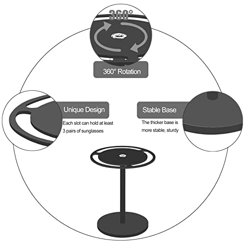 Acrylic Sunglasses Holder Stand with 360 Rotating, Eyeglasses Display Rack Black Glass Tabletop Organizer - color: Black