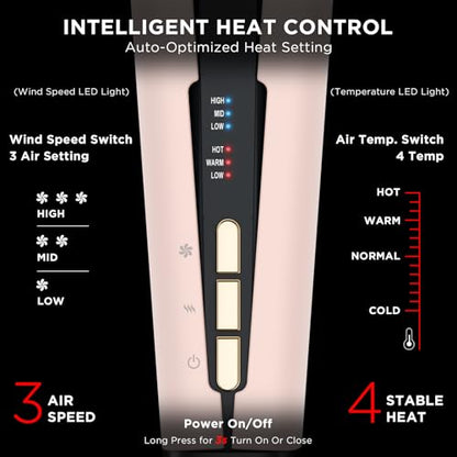 IG INGLAM Air Straight, Style from Wet Hair, 200M Ionic Hair Dryer Straightener for Medium Long Length(14”-30”), Straightener and Dryer 2 in 1, Fast Drying and Straightening in One Step, Pink - color: Pink
