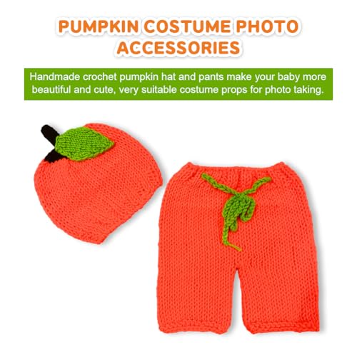 Newborn Photography Fashion Cute Halloween Pumpkins Hat Crochet Knitted Photography Outfit Set