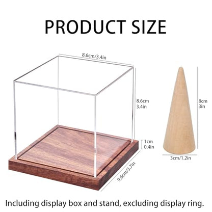 LITY Championship Ring Display Case, No Assembly Required Clear Acrylic Single Ring Holder with Wooden Stand Base for Sports Baseball Fan UV Protection(1 Pack) - size: 1 Pack Ring