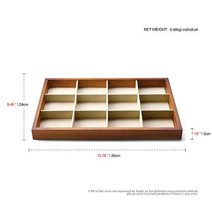 Oirlv 12 Grids Wood Jewelry Organizer Tray Stackable Jewelry Drawer Tray Bracelet/Watch Showcase Display Storage(Creamy-white) - color: Creamy-white 12 grid tray