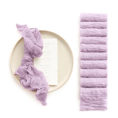 Ling's Moment Luxury Cloth Wedding Napkins - 19x19 Inch Reusable Cheesecloth Linen Napkins for Wedding Reception, Bridal Shower, Dinner Table - Washable, Durable (Set of 10), [Lilac] - color: Prpl-lilac
